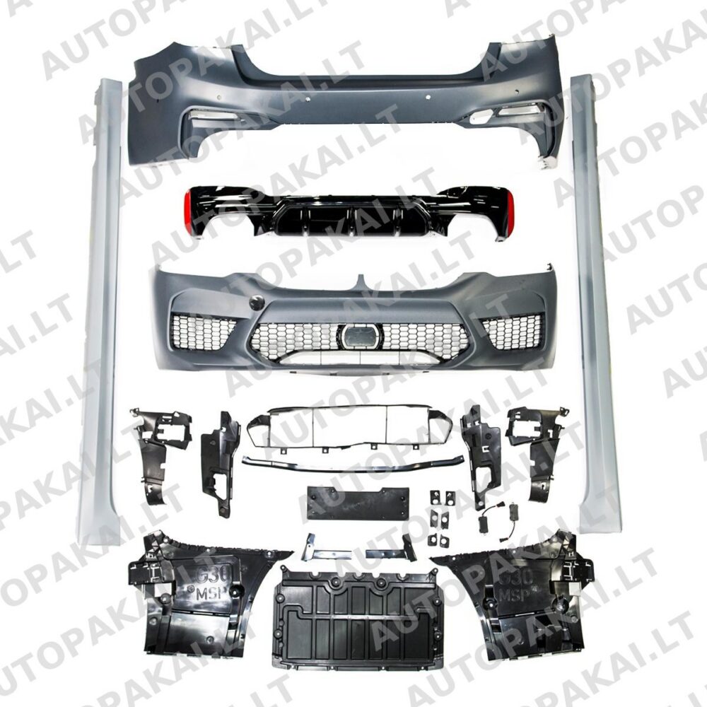 BMW 5 (G30) sedano (2017–2020 m.) kėbulo komplektas su buferiu.