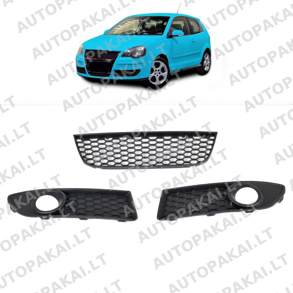 Front Bumper Mesh Grilles Set suitable for VW POLO 9N2 Facelift 06-09