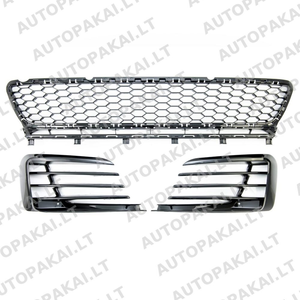 BUMPER GRILLE & FOG LAMP CASE for Golf 713-17 Gloss Black 7.5Style