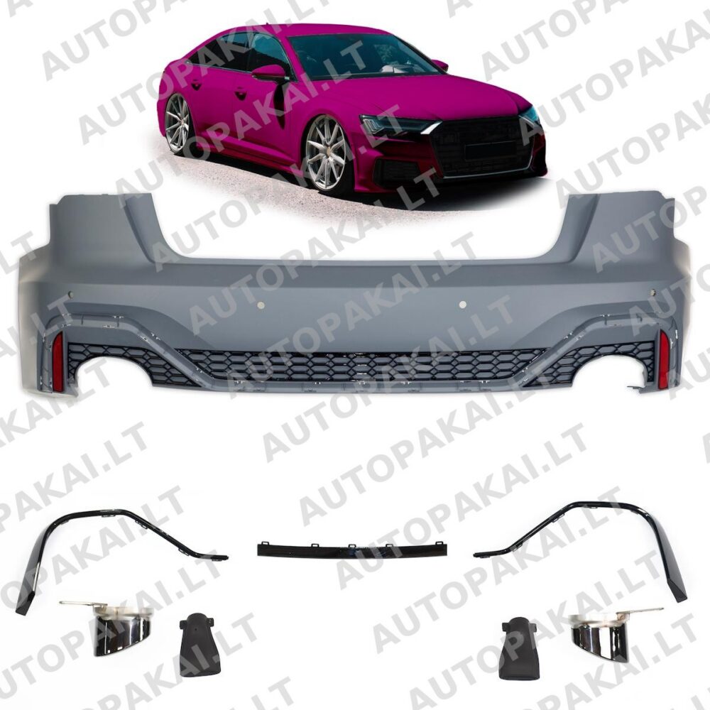 Rear Bumper with PDC + Tail Pipes suitable for AUDI A6 C8 4A Sedan 18-24