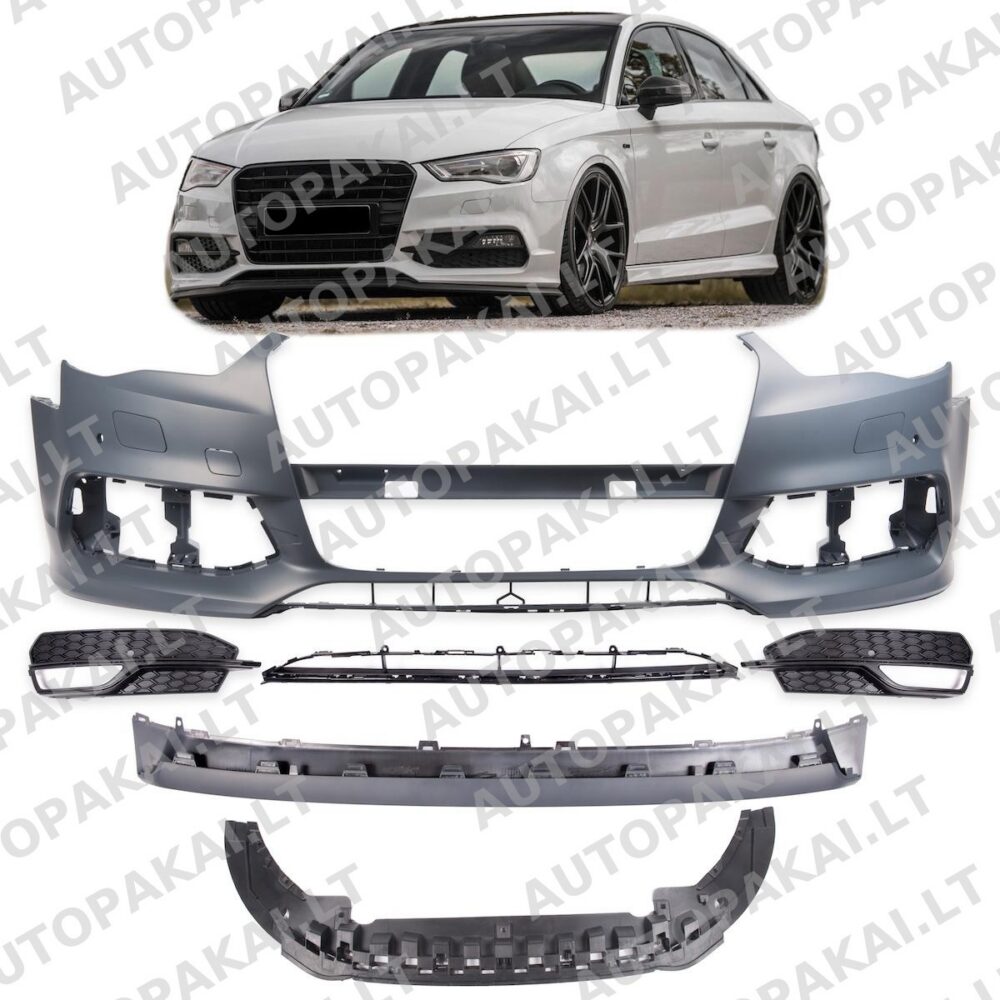Priekinis bamperis su PDC + SRA tinka AUDI A3 8V Sedan 13-15