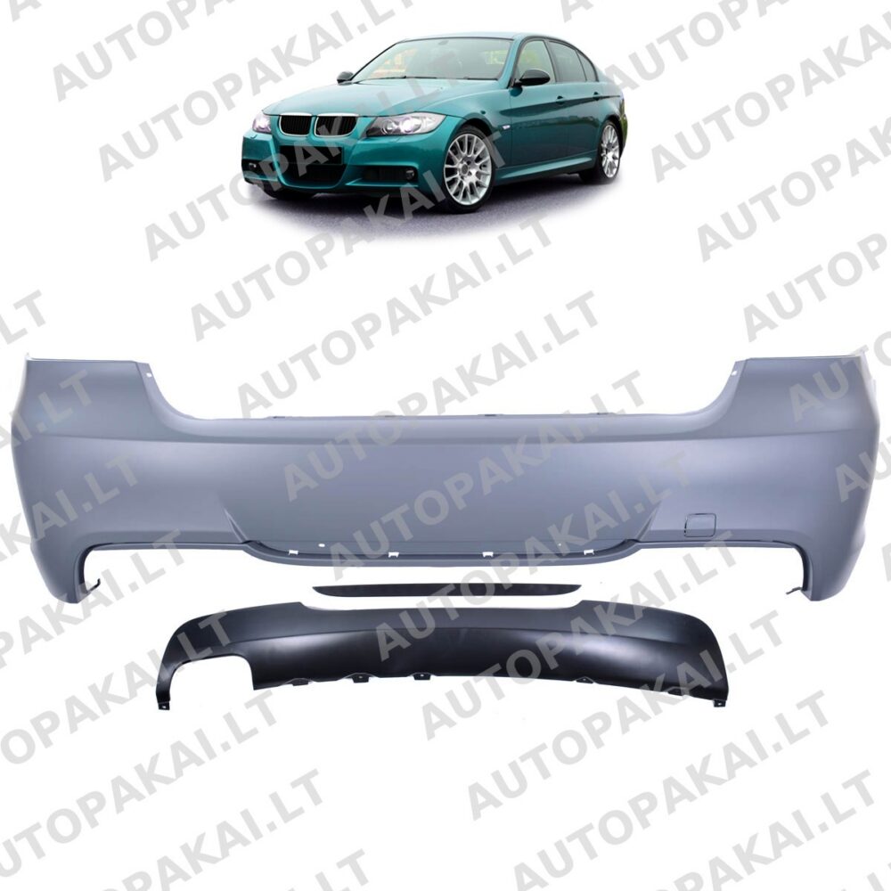 Galinis bamperis su difuzoriumi, tinkantis BMW 3 (E90) Sedanui 2005-2011