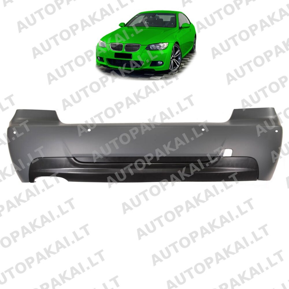 Galinio bamperio PDC su difuzoriumi, tinkantis BMW 3 E92, E93 Coupe Cabrio 06-13