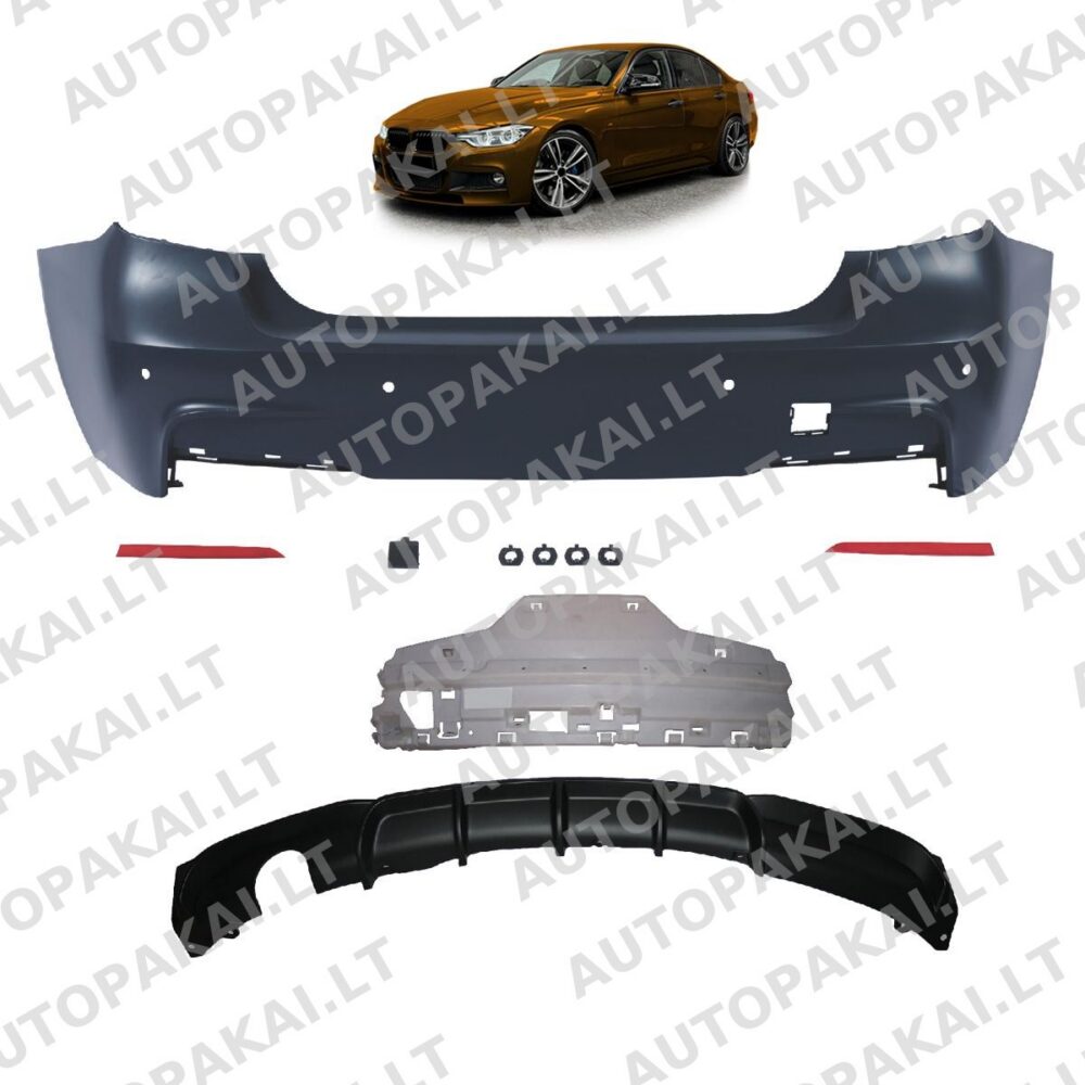 Rear Bumper With PDC Diffuser suitable for BMW 3-Series F30 Sedan 11-18 -O— P
