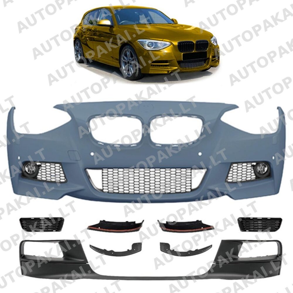 Priekinis buferis su PDC SRA rūko žibintais ir spoileriu BMW 1 (F20,F21) Pre-Facelift 11-15