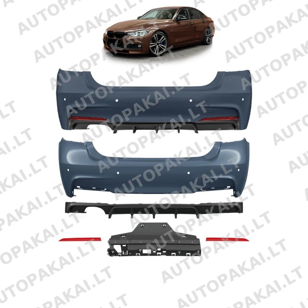 Galinis bamperis su PDC difuzoriumi, tinkantis BMW 3 serijos F30 sedanui 11-18 -OO— P