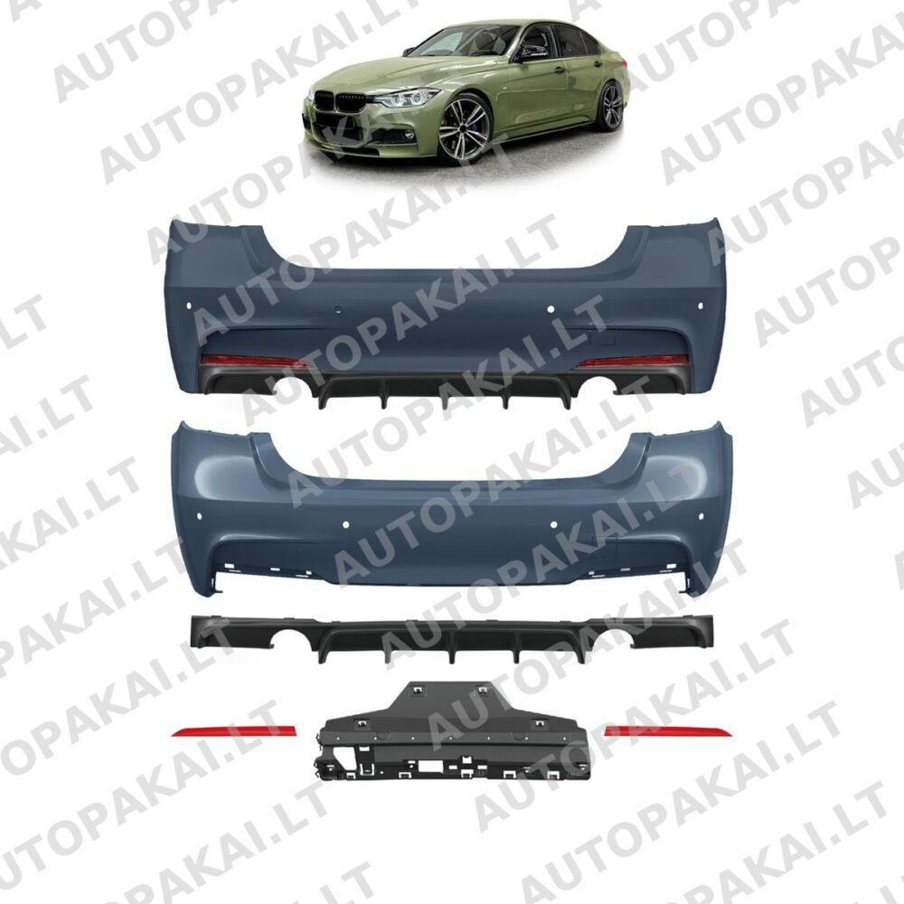 Rear Bumper With PDC Diffuser suitable for BMW 3-Series F30 Sedan 11-18 -O–O- P
