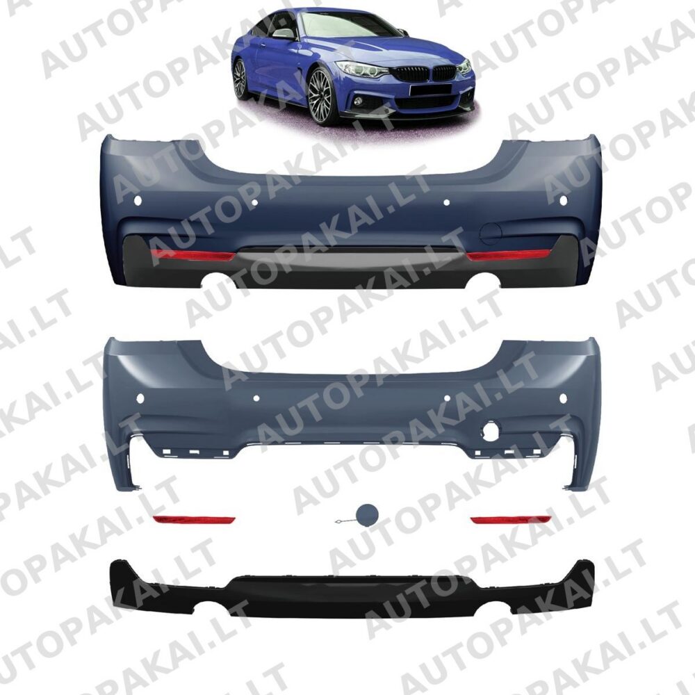 Galinio bamperio PDC + difuzorius tinka BMW 4 F32, F33 F36 GranCoupe 13-21