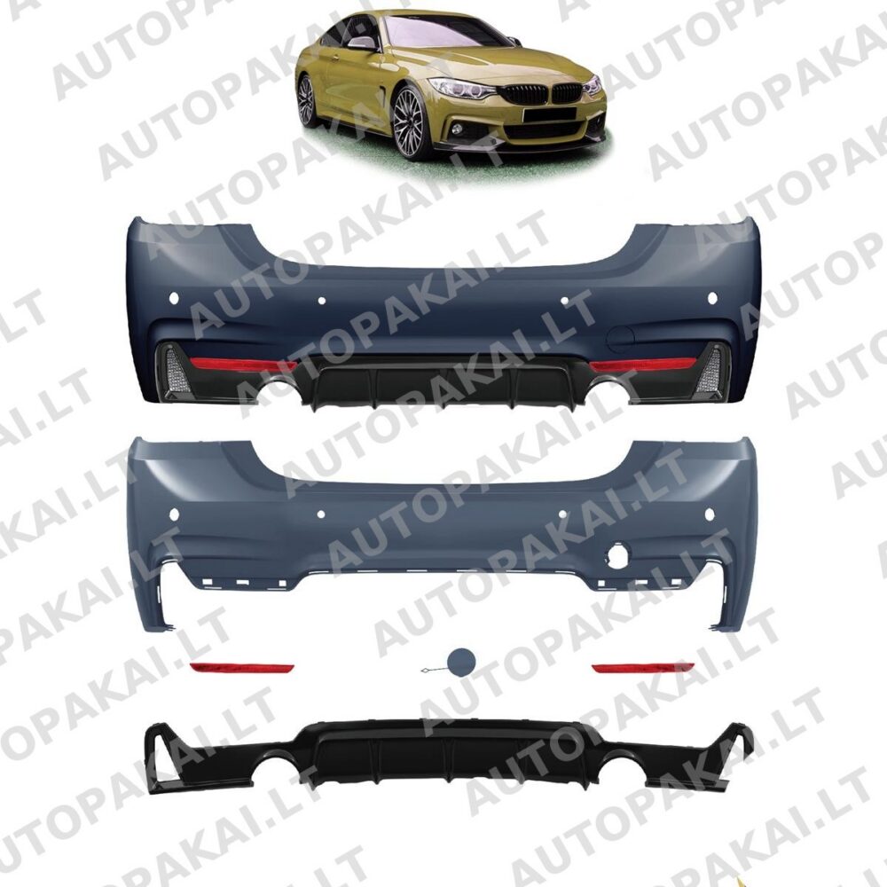 Galinio bamperio PDC + difuzorius tinka BMW 4 F32, F33 F36 GranCoupe 13-21
