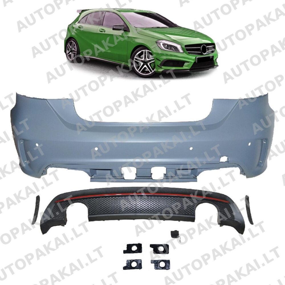 Bumper Rear PDC + Diffuser for MERCEDES A-Class (W176) Pre-Facelift 12-15