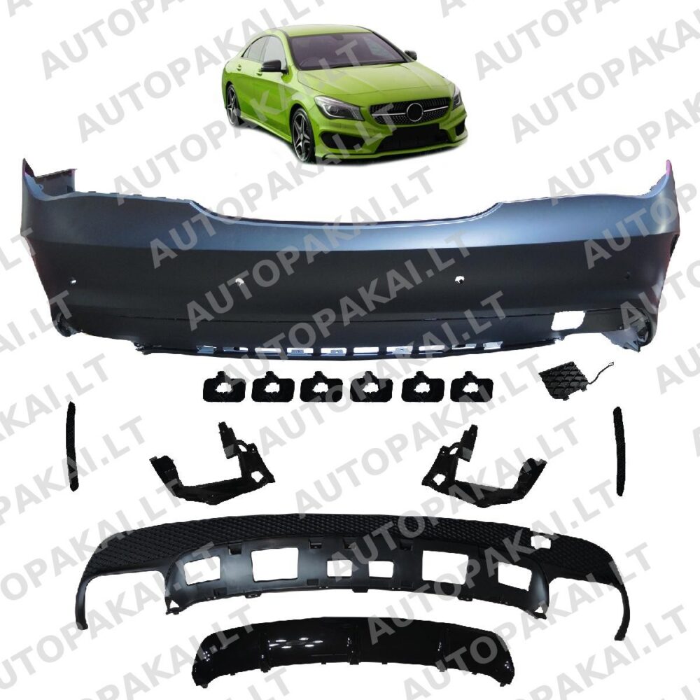 Galinis bamperis PDC su difuzoriumi, tinkantis MERCEDES CLA C117 kupė 13-16