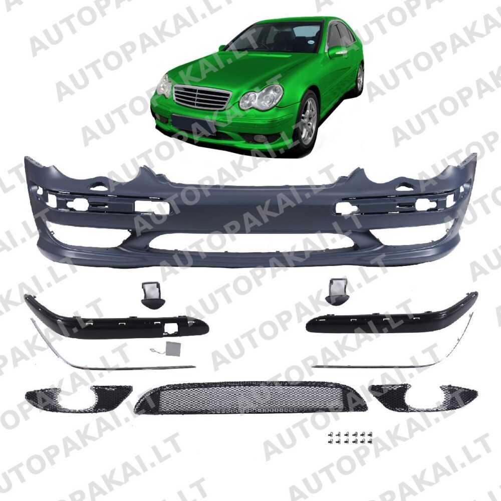 Priekinis bamperis su SRA, tinkantis MERCEDES C klasės W203 sedanui T-Modell 00-07