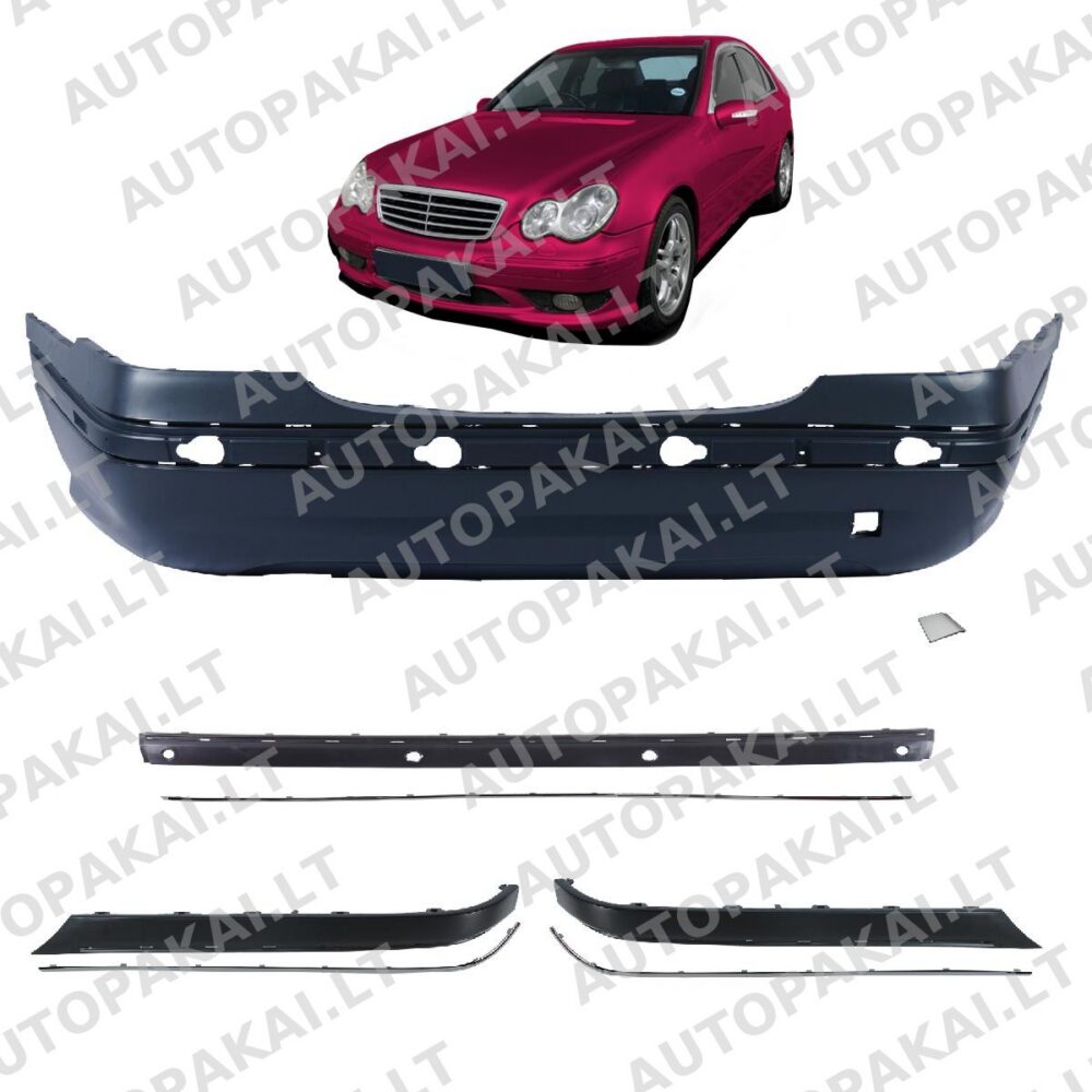Galinis bamperis su PDC, tinkantis MERCEDES C klasės W203 sedanui 00-07
