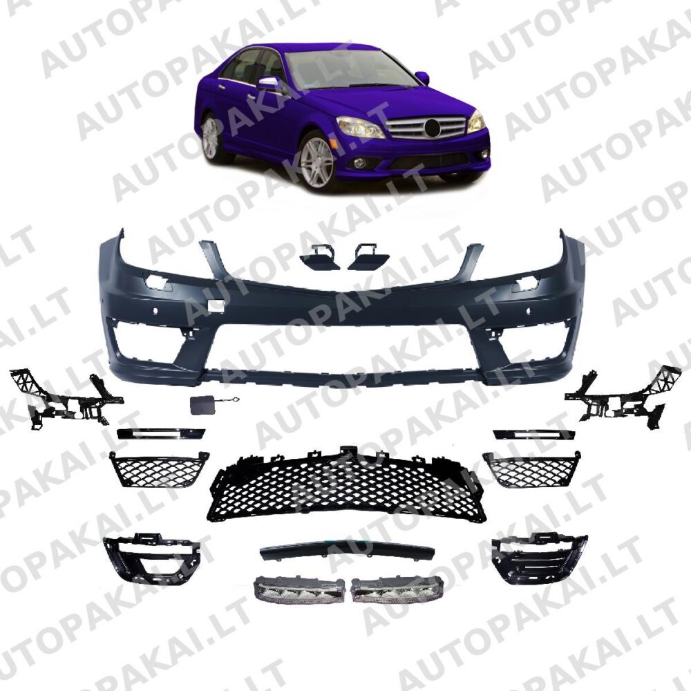 Priekinis bamperis PDC SRA LED DRL tinka MERCEDES C-klasei W204 07-15
