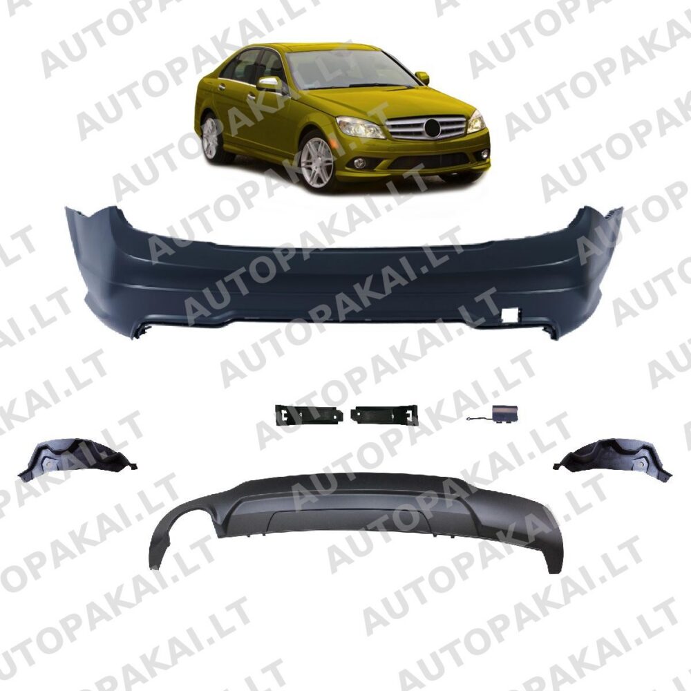Bumper Rear + Diffuser for MERCEDES C-Class (W204,C204) 2007-2015
