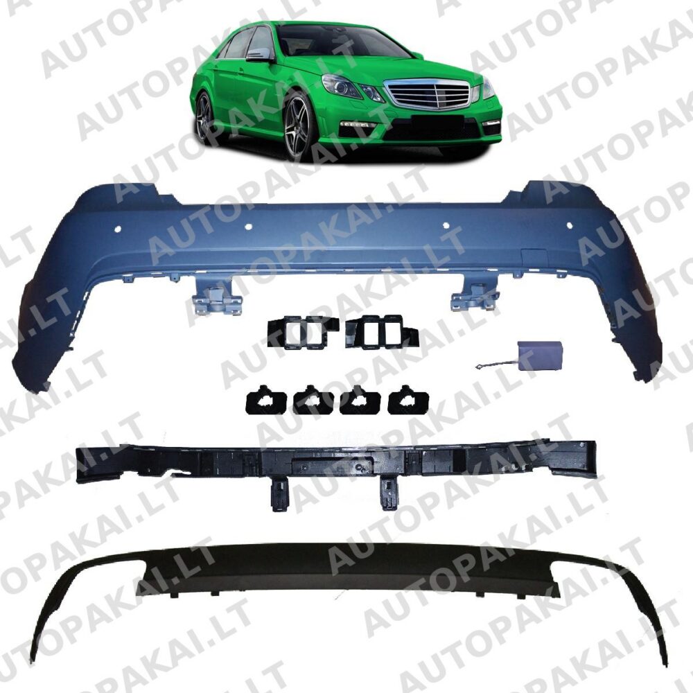 Galinio bamperio PDC su difuzoriumi, tinkantis MERCEDES E klasės W212 sedanui 09-13