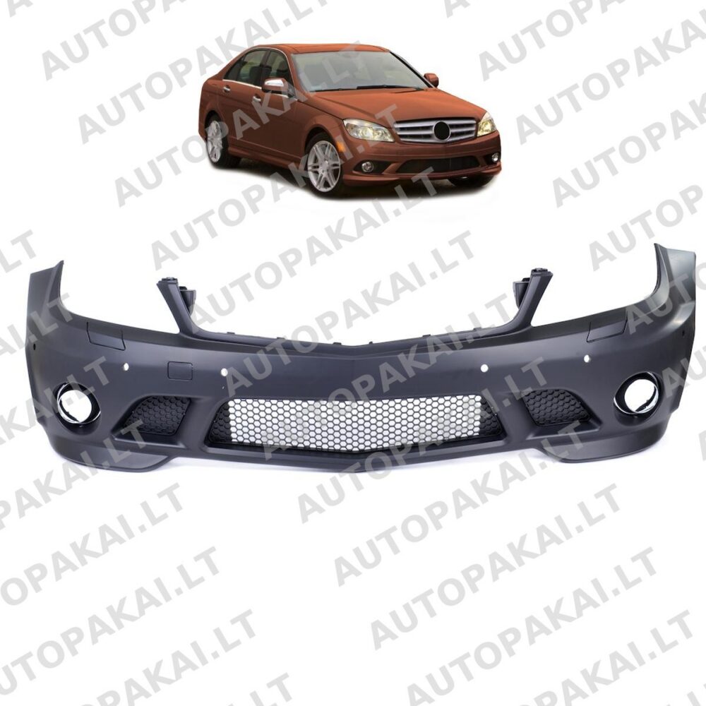 Priekinis bamperis su PDC + SRA tinka MERCEDES C klasės W204 sedanui ir universalui 07-11