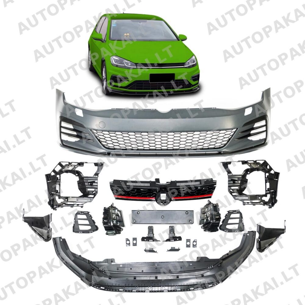 Priekinis bamperis su SRA + LED DRL, tinka VW Golf 7.5 17-19