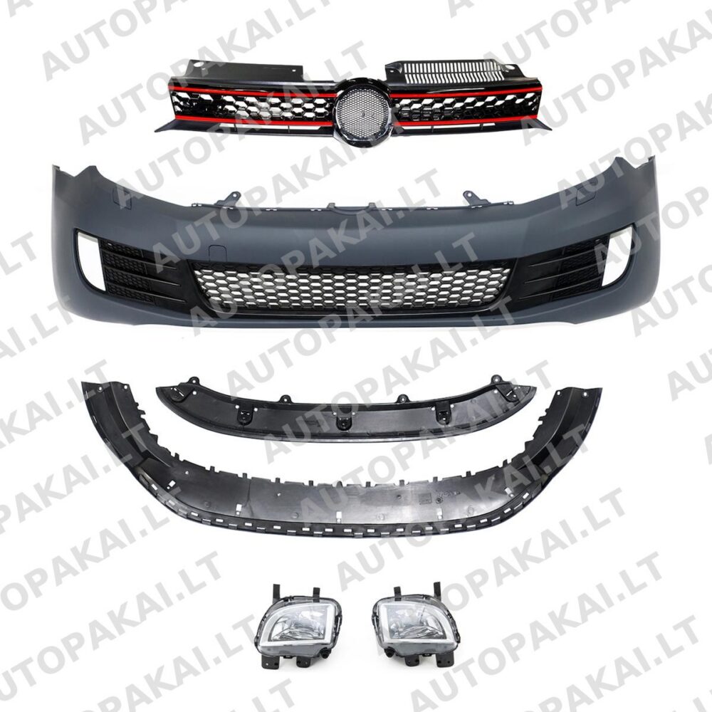 Bumper Front SRA Grille + Fog Lights suitable for VW GOLF 6 2008-2012