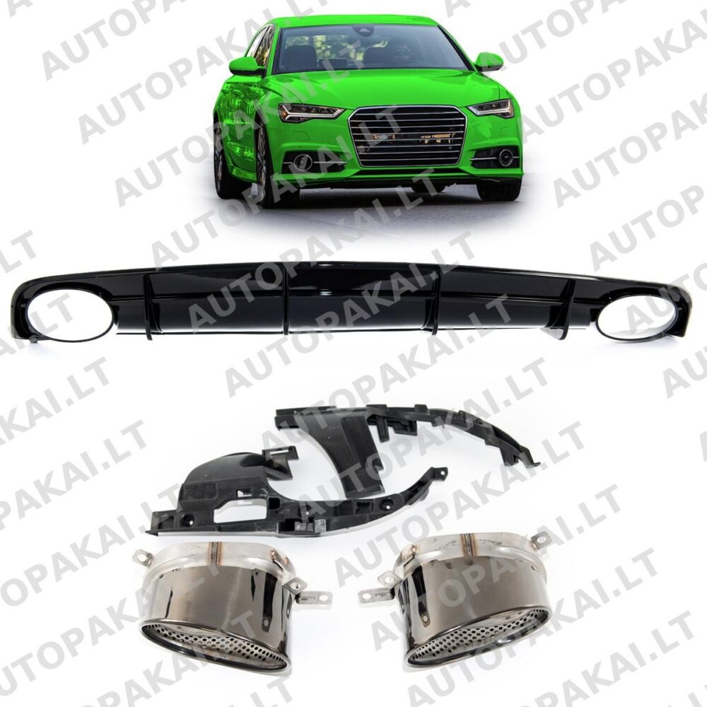 Galinis difuzorius sidabro blizgios juodos spalvos, tinkantis AUDI A6 C7 4G Sedan Avant 15-18