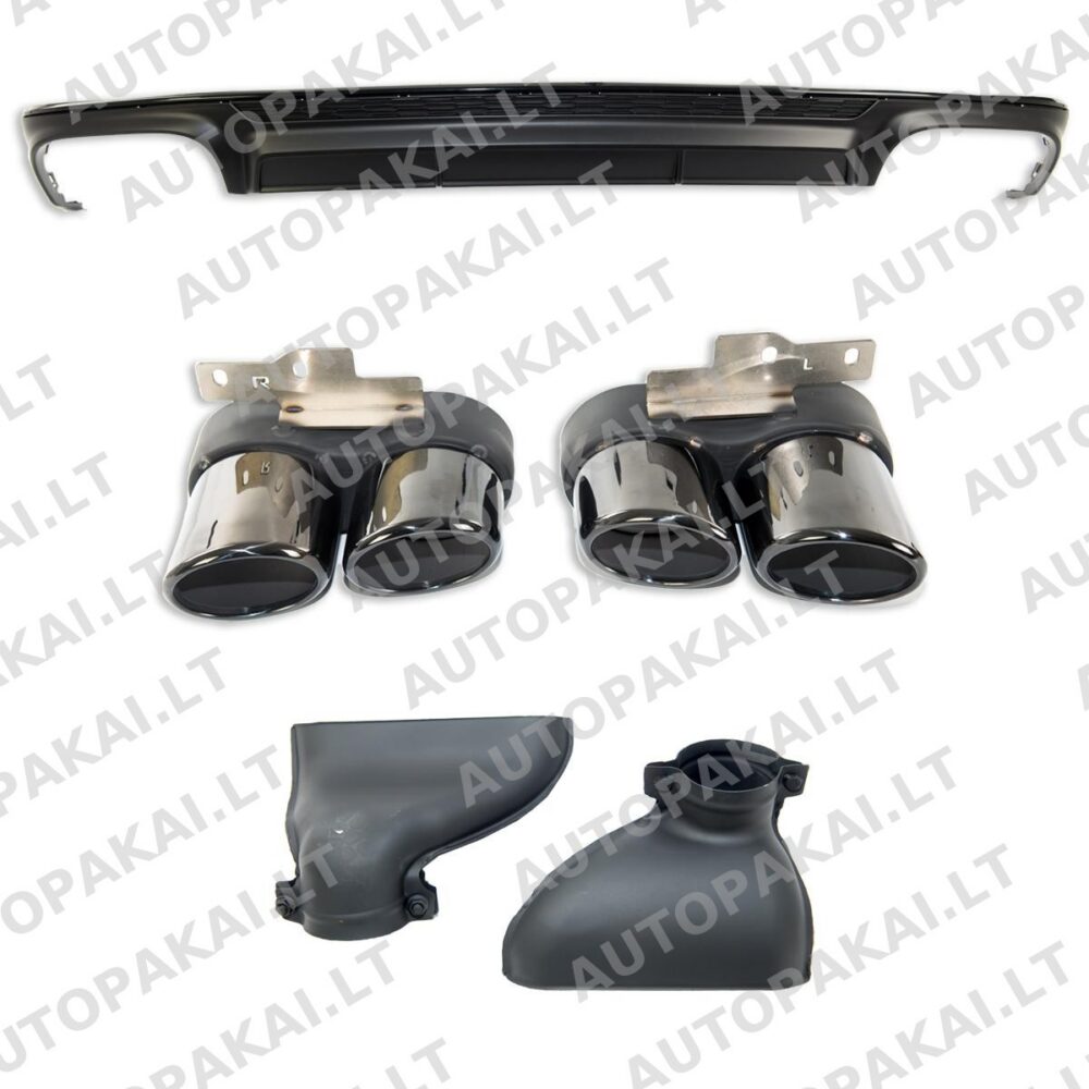 Galinis difuzorius juodas + juodi išmetimo vamzdžiai, tinkantys AUDI A6 C8 4A 18-24