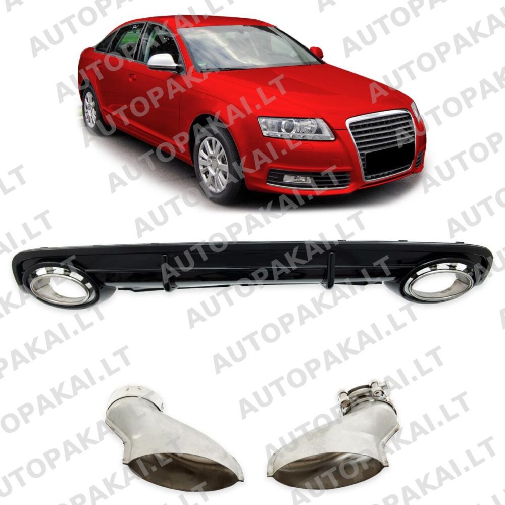 Rear Diffuser Silver Gloss Black suitable for AUDI A6 C6 4F 04-08