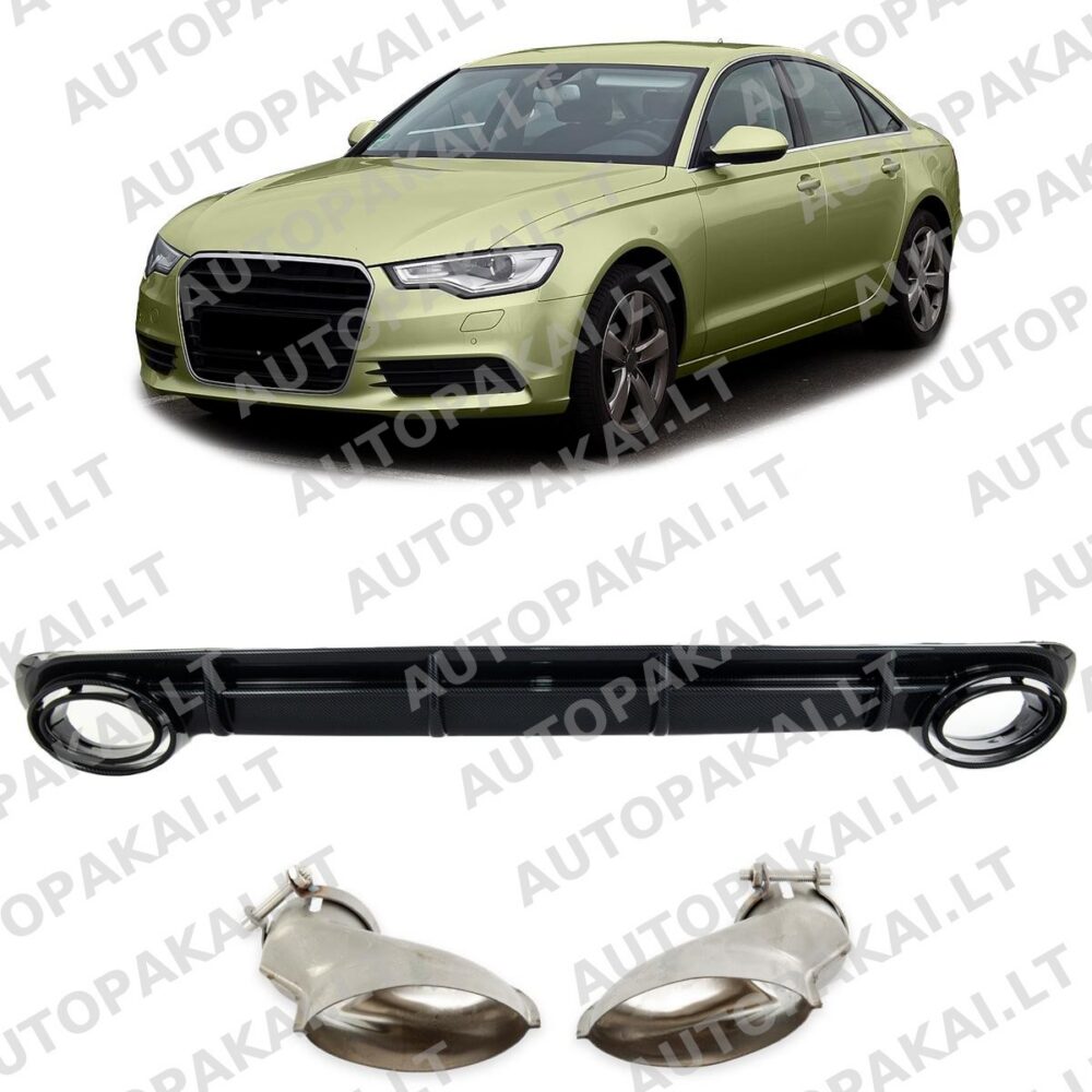 Rear Diffuser Carbon Look for AUDI A6 C7 4G Sedan Avant Pre-Facelift 11-15