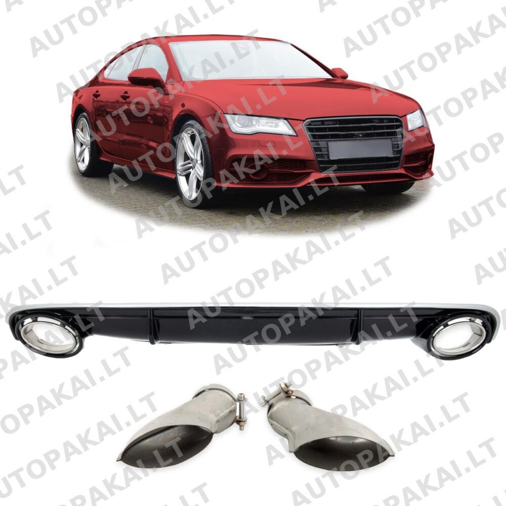 Rear Diffuser Silver + Gloss Black suitable for AUDI A7 4G 10-14