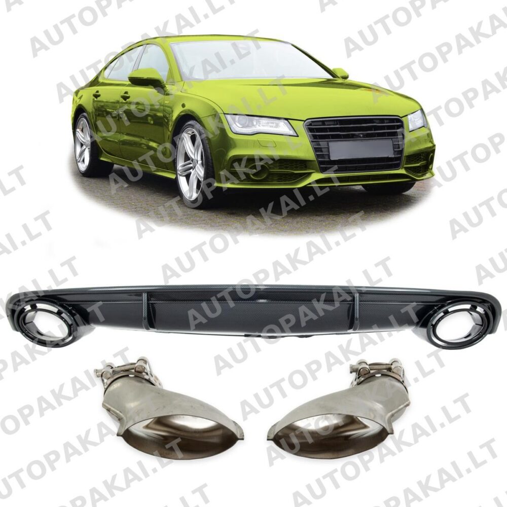 Rear Diffuser Carbon Look for AUDI A7 4G Sportback Pre-Facelift 11-14