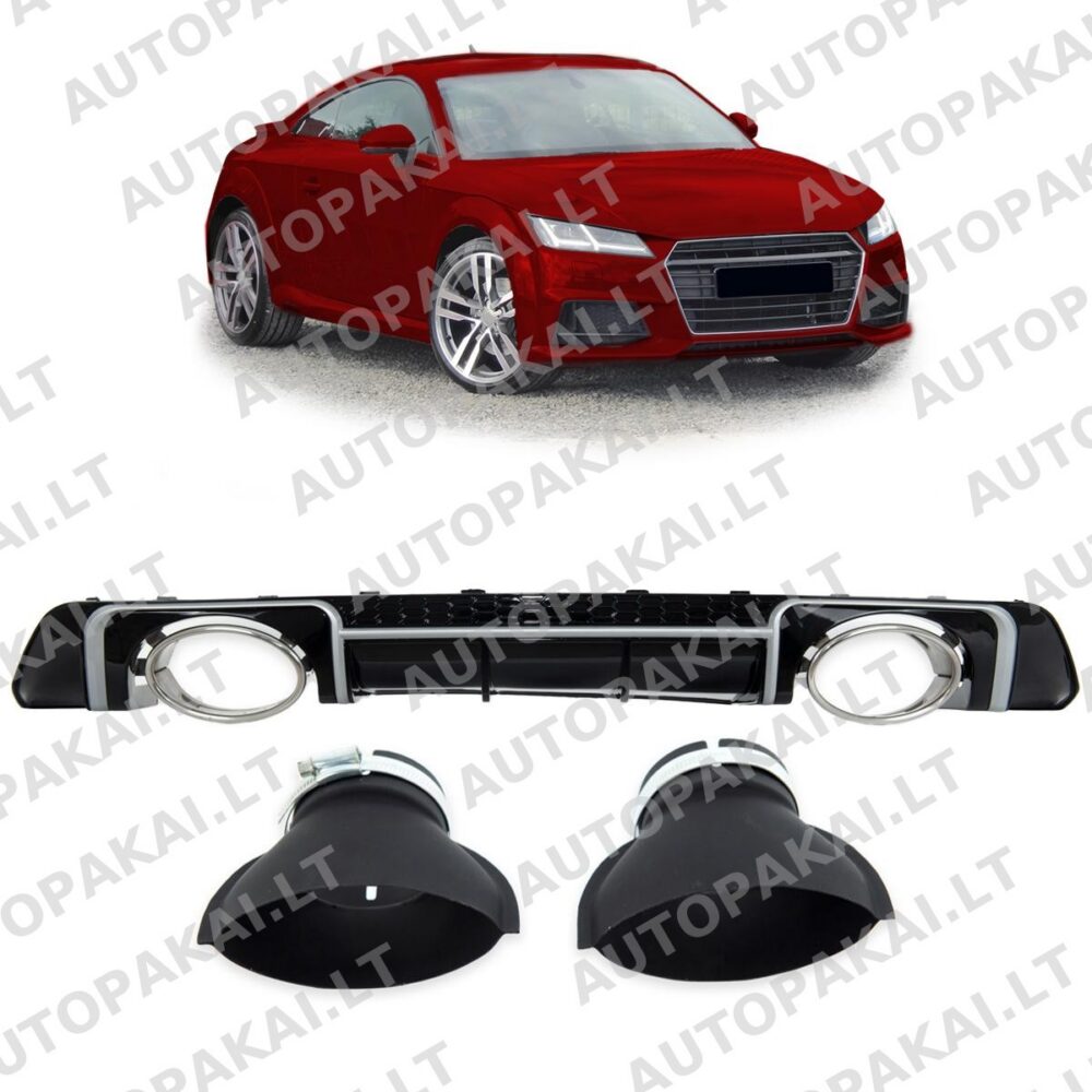 Rear Diffuser Silver + Gloss Black fit for AUDI TT FV, 8S Coupe Cabrio 14-18