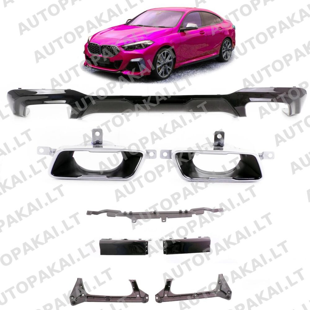 Rear Spoiler Diffuser Gloss Black for BMW 2 (F44) Gran Coupe 19->