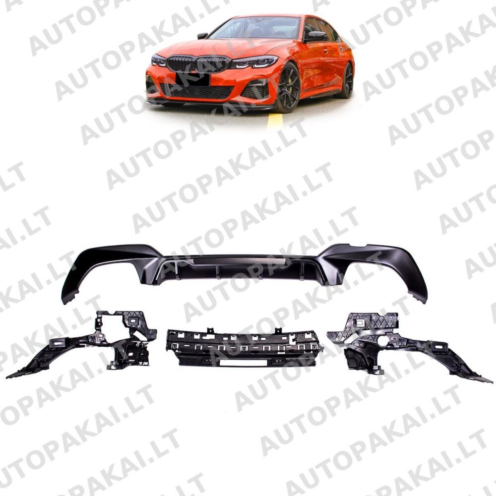 Galinis spoileris-difuzorius, matinės juodos spalvos, skirtas BMW 3 (G20,G21) Pre-Facelift 19-22