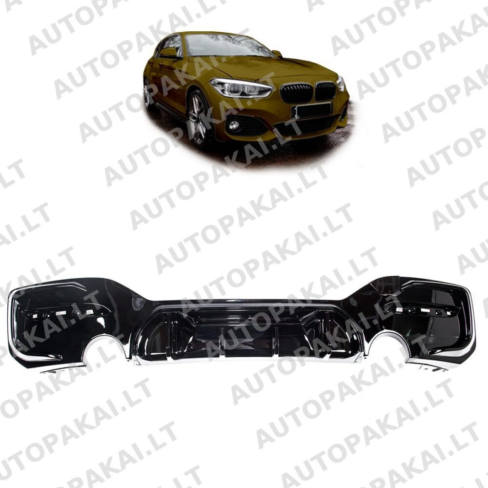 Rear Spoiler Diffuser Gloss Black for BMW 1 (F20, F21) Facelift 2015-2019