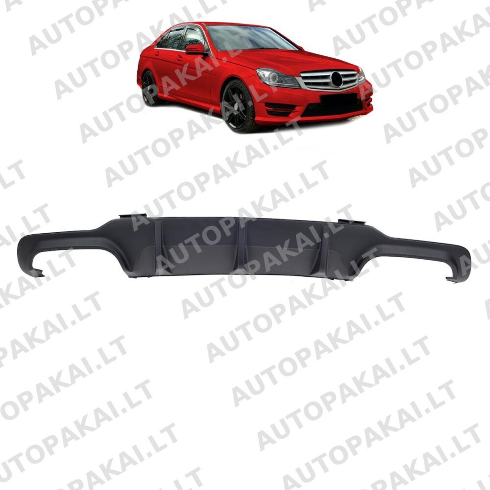 Rear Diffuser Black fit for MERCEDES C-Class W204 11-15  Dual Exhaust