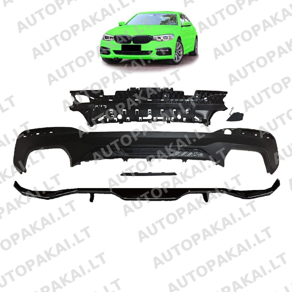 Rear Bumper Diffuser Matt Black fit for BMW 5-Series G30, G31 550 17-20