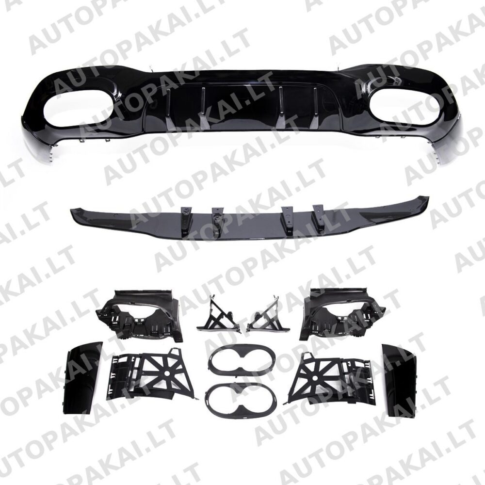 Galinis difuzorius, blizgiai juodas, tinkantis MERCEDES A V177 Sedan 18- Dual