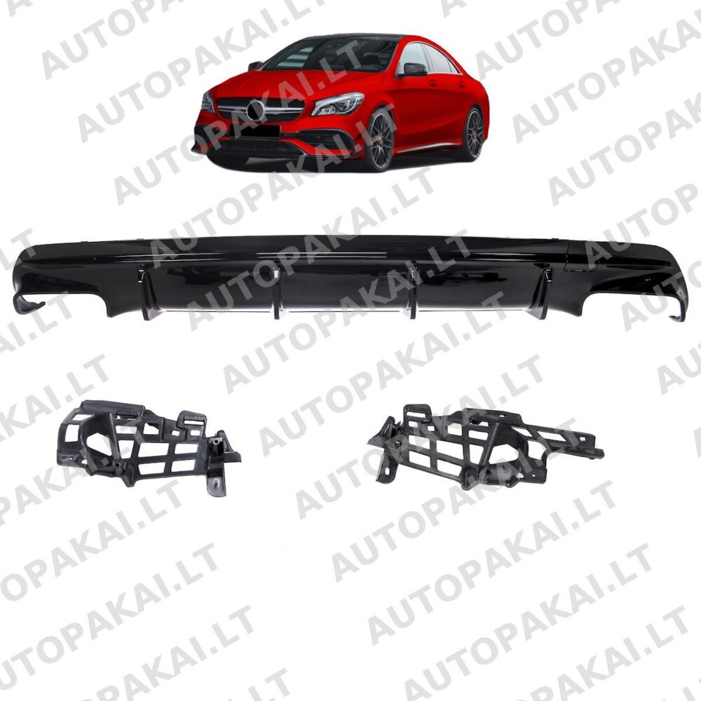 Rear Diffuser Gloss Black for MERCEDES CLA (C117,X117) Facelift 2016-2018