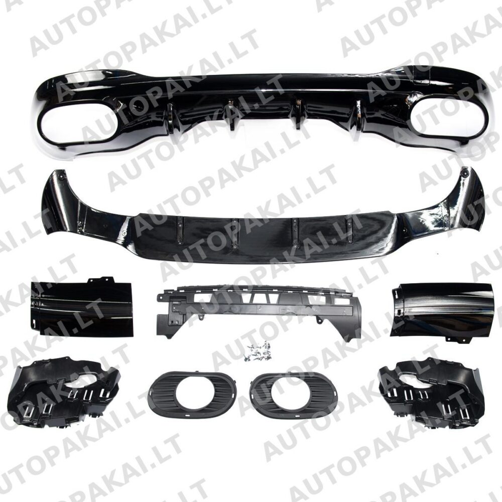 Galinio bamperio difuzorius blizgus juodas, tinkantis MERCEDES CLA C118 19-On