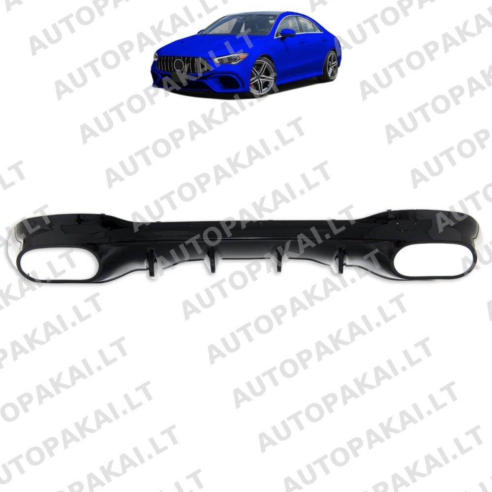 Galinio bamperio difuzorius blizgus juodas, tinkantis MERCEDES CLA C118 19-On