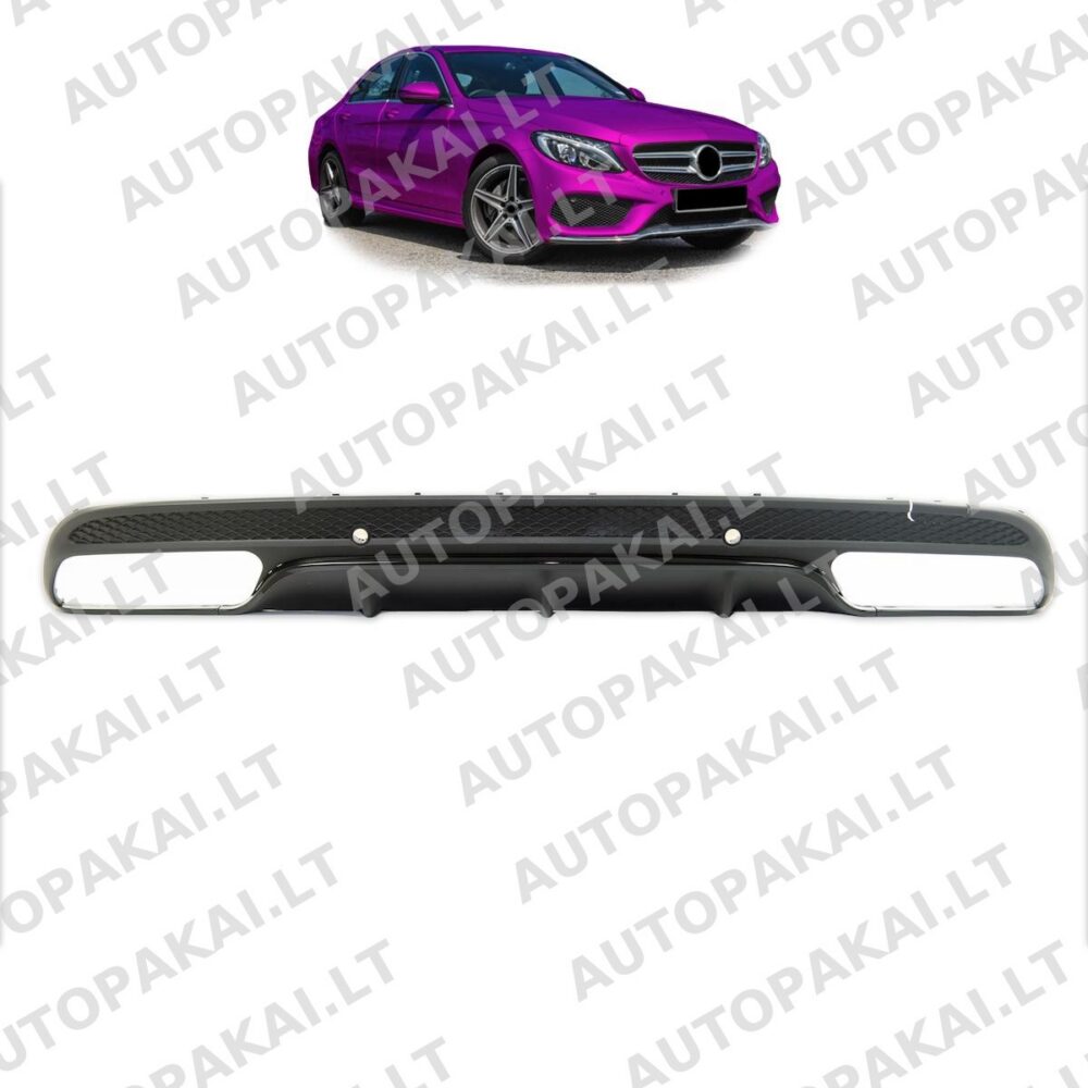 Rear Diffuser Black fit for MERCEDES C-Class W205 Sedan Estate 13-18