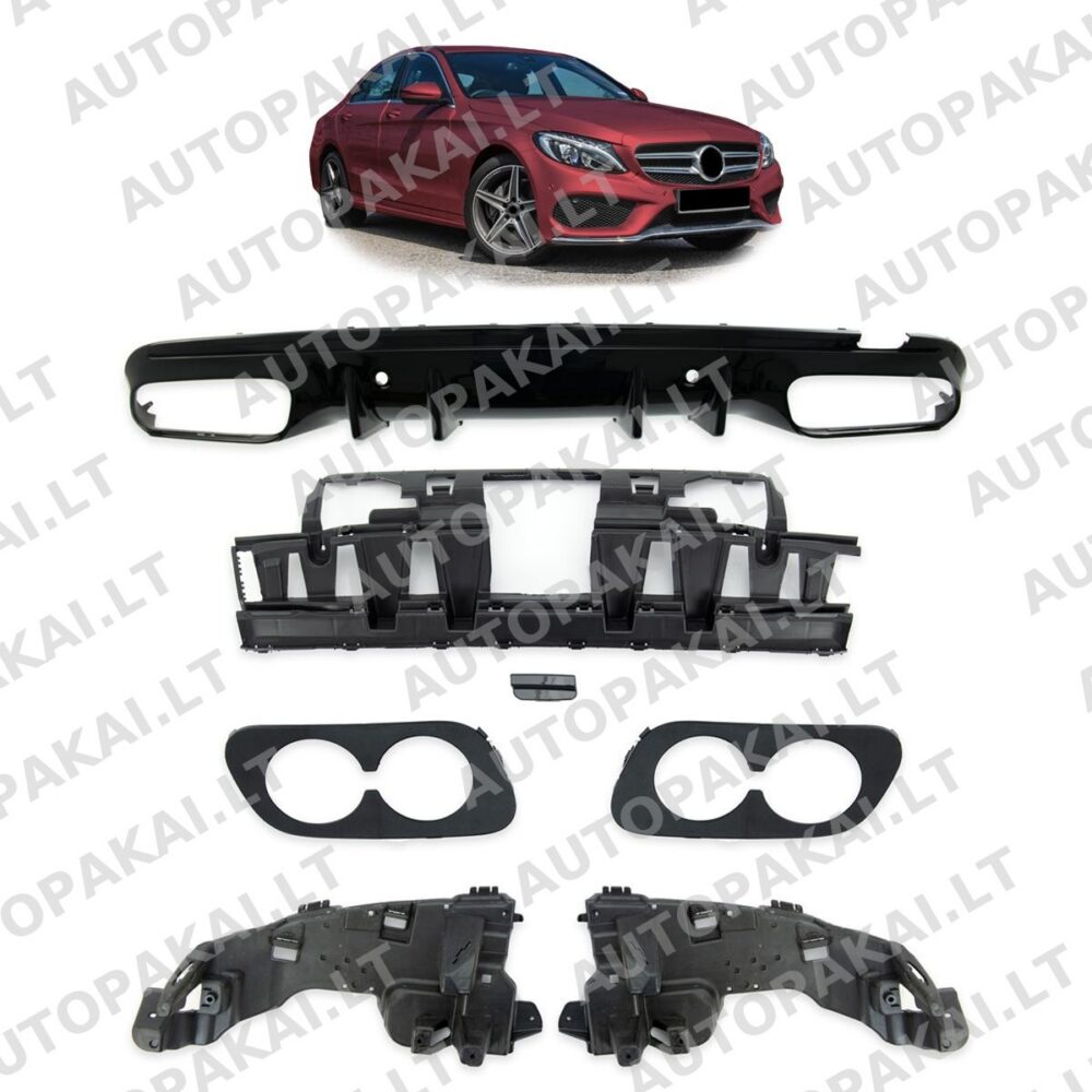 Rear Diffuser Gloss Black fit for MERCEDES C-Class W205 15-21  -OO–OO-