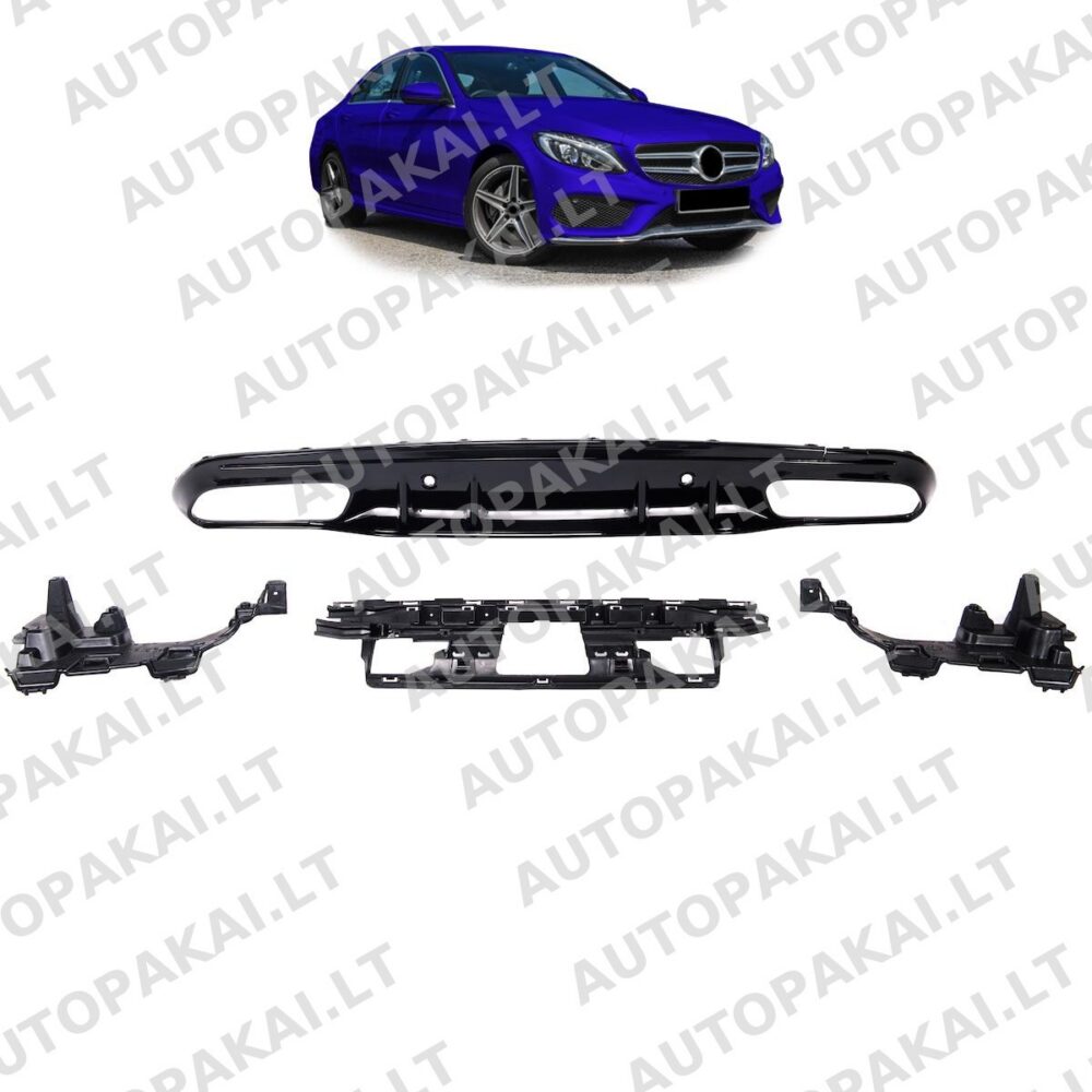 Rear Diffuser Gloss Black  for MERCEDES C-Class W205 Sedan Estate 15-21