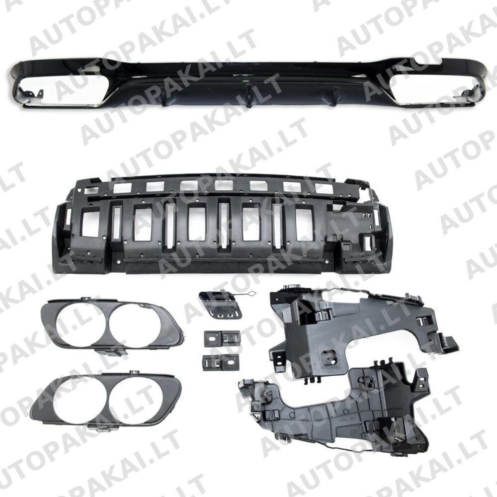 Rear Diffuser Gloss Black fit for MERCEDES E-Class W213 16-20  Round