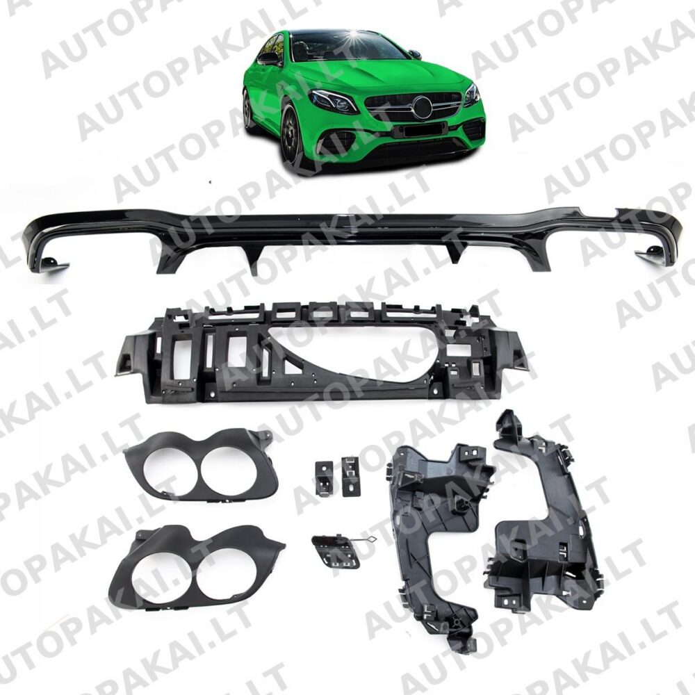 Galinis difuzorius blizgiai juodas, tinkantis MERCEDES E klasės W213 16-23 apvaliam automobiliui