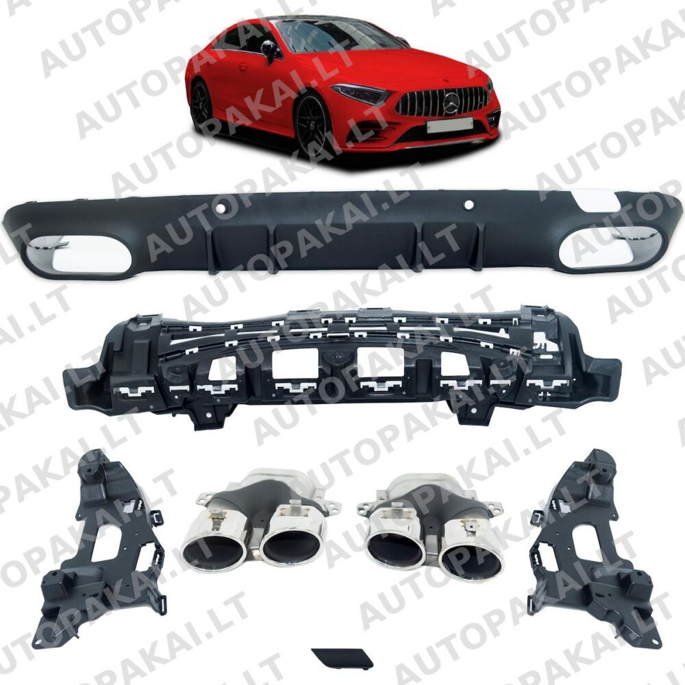 Rear Spoiler Diffuser W/Chrome Pipes for MERCEDES CLS (C257) 2018->