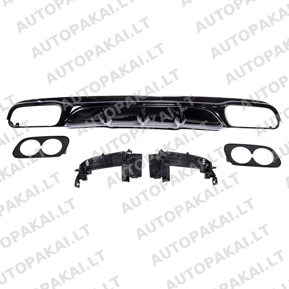 Rear Diffuser Gloss Black fit for MERCEDES E-Class W213 16-23  Round