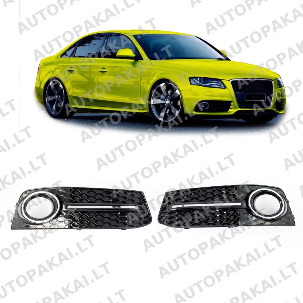 Fog Light Covers Chrome & Black suitable for AUDI A4 B8 8K Sedan Avant 08-11