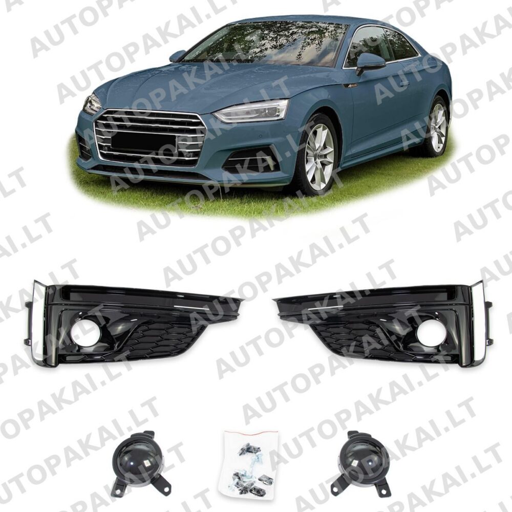 Fog Lamp Covers Gloss Black suitable for AUDI A5 F5 Coupe Cabrio Sportback 16-20