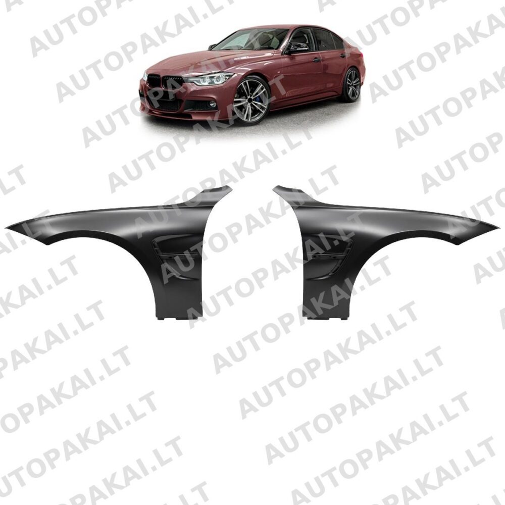 Front Fender Set + Side Vents Black fit for BMW 3 F30,F31 Sedan Touring 11-18