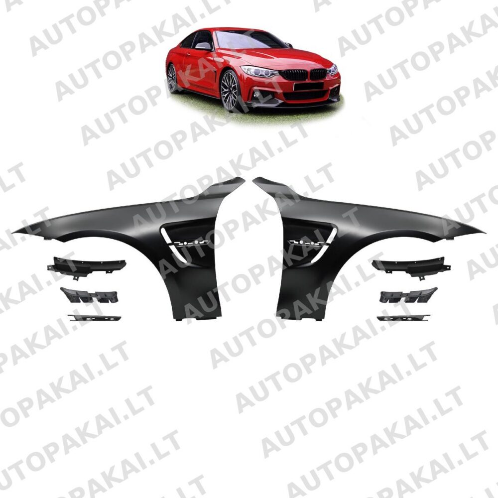 Front Fender Set + Side Vents Black BMW 4 F32,F33 F36 GranCoupe 13-21